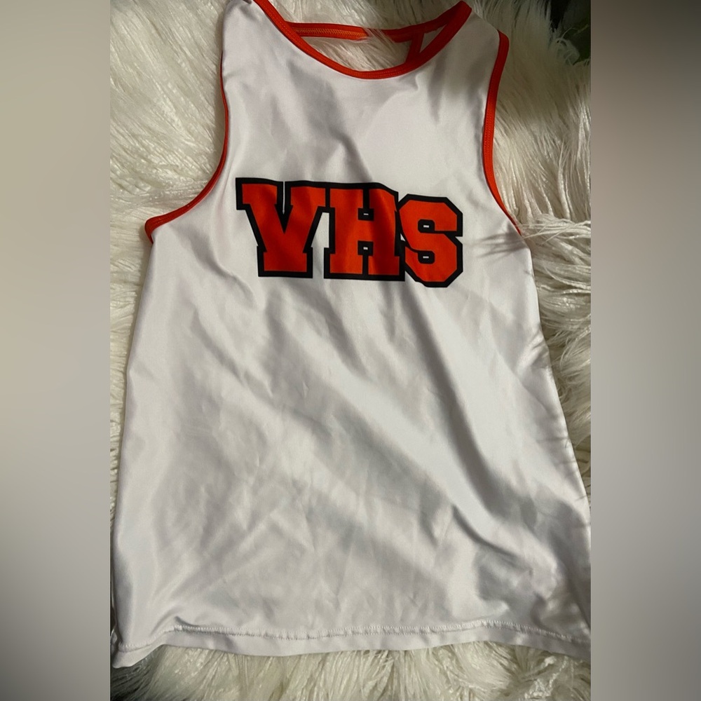 rebels White Tank Top with Orange VHS Graphic